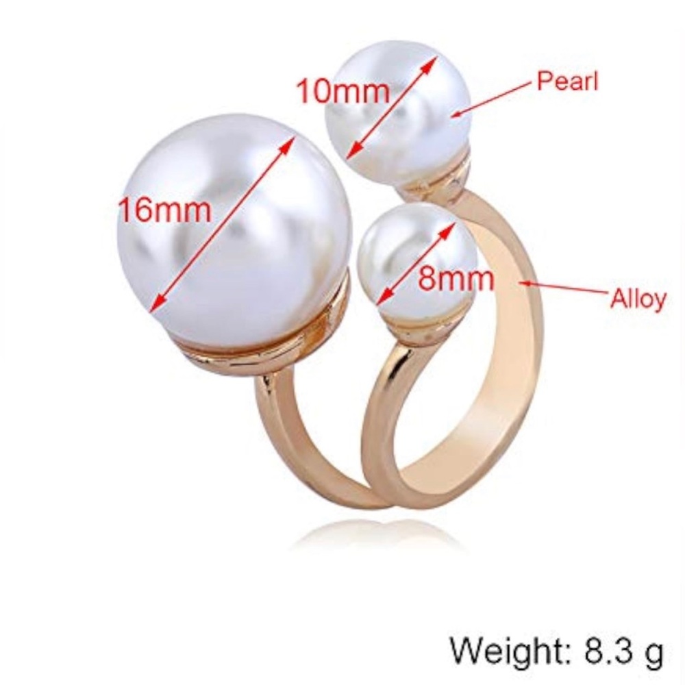 NWT Vintage Pearl Ring Stacking Pearl Cluster Rings Adjustable - Picture 6 of 6